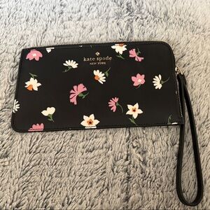 Kate Spade Black Wristlet with Floral Pattern